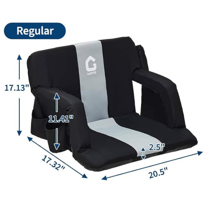 2 PCS 20" Reclining Bleacher Seat, Stadium Chair with Back Support Padded Cushion