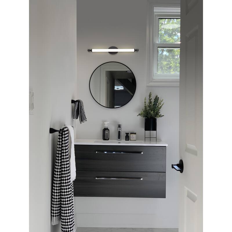 Edgeworth 28 Inch LED Vanity Matte Black Acrylic Lens