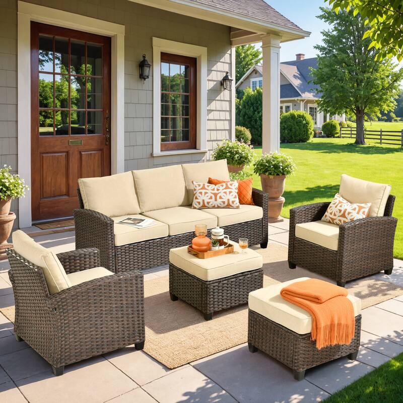XIZZI 5-piece Patio Furniture Conversation Seating Set - Beige