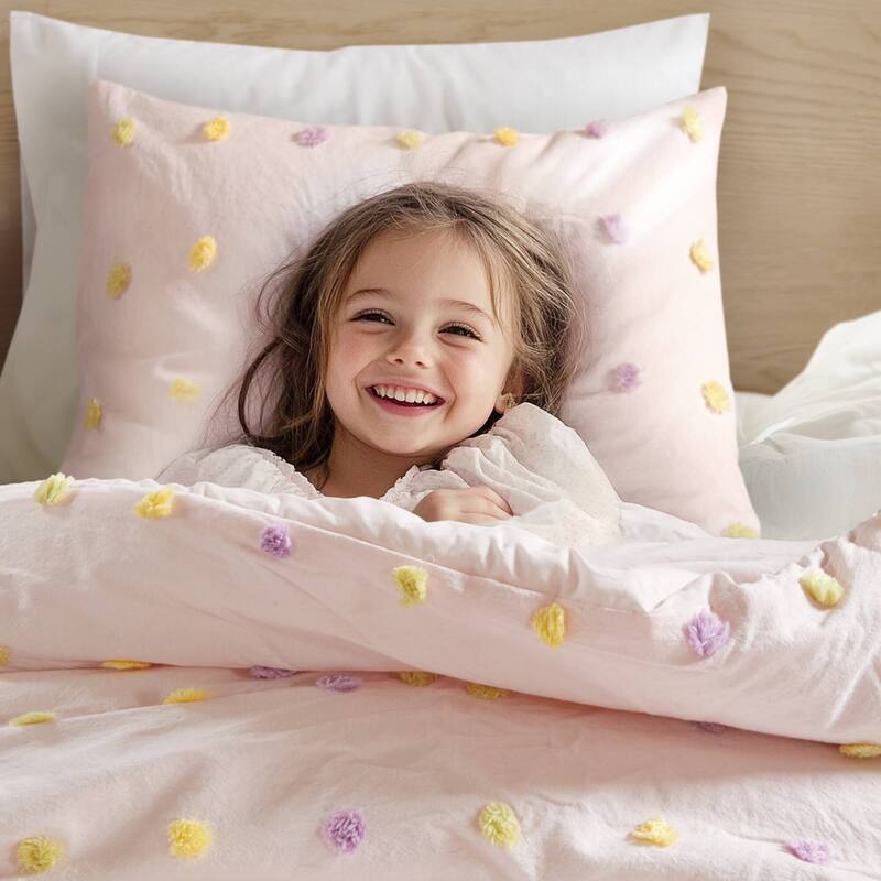 Intelligent Design Kids Callie Cotton Jacquard Pom Pom Comforter Set