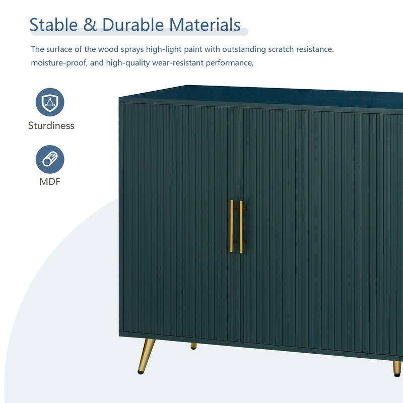 Roomfitters Wood TV Stand for TVs up to 50", Media Console Table with Storage Cabinet & Adjustable Shelves, Navy Blue