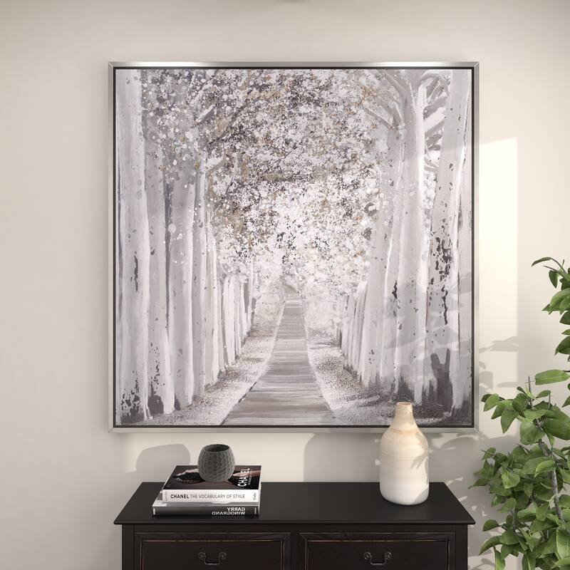 Canvas Landscape Trees Living Room Framed Wall Art with Frame - Roche River Decor