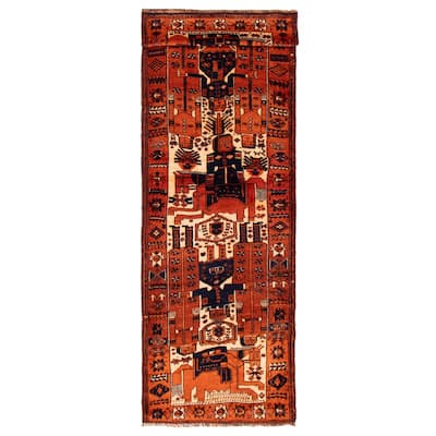 ECARPETGALLERY Hand-knotted Melis Vintage Burnt Orange Wool Rug - 4'2 x 13'0
