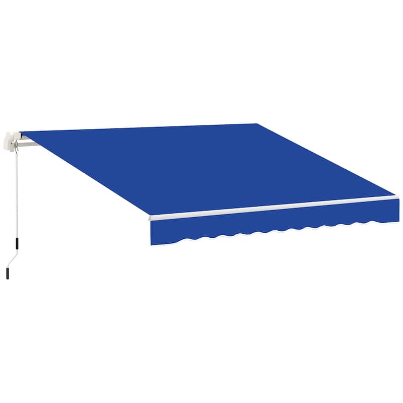 8' x 7' Manual Retractable Patio Awning, Sun Shade Deck Window Cover, Blue - Blue