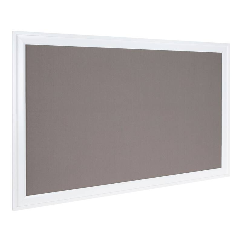 DesignOvation Bosc Framed Gray Linen Fabric Pinboard - 27.5x43.5 - White