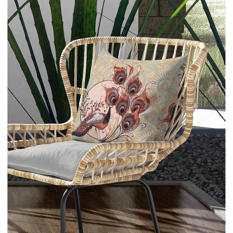 Paisley Peacock Dreams Indoor/Outdoor Reversible Throw Pillow Cambridge and Blue