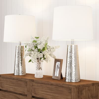 Lavish Home 2-Piece Table Lamp Set, Silver - Set of 2