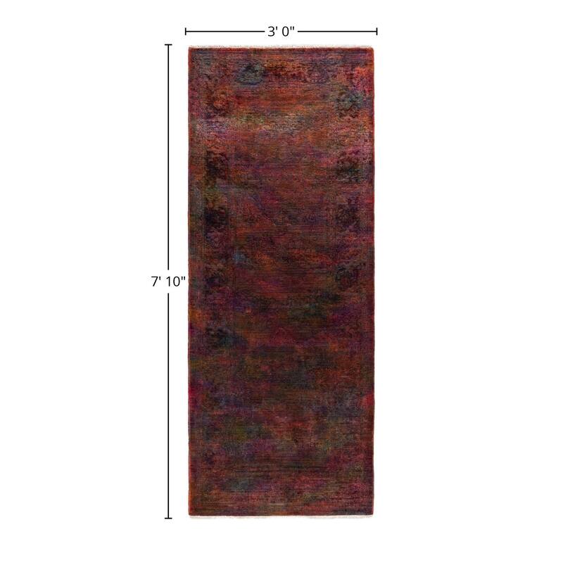 Overdyed One-of-a-Kind Hand-Knotted Area Rug - Orange - 3' 0" x 7' 10"