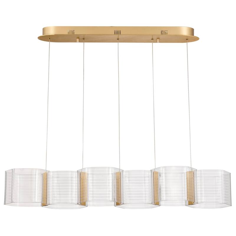 Kenzo LED 6 Light Island Pendant Polished Anodized Bronze Finish Light Guide Panel - Polished Anodized Bronze