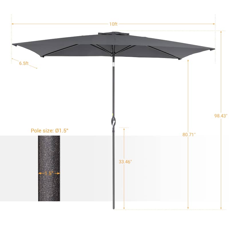 BONOSUKI Patio Rectangular Market Umbrella with Tilt and Crank