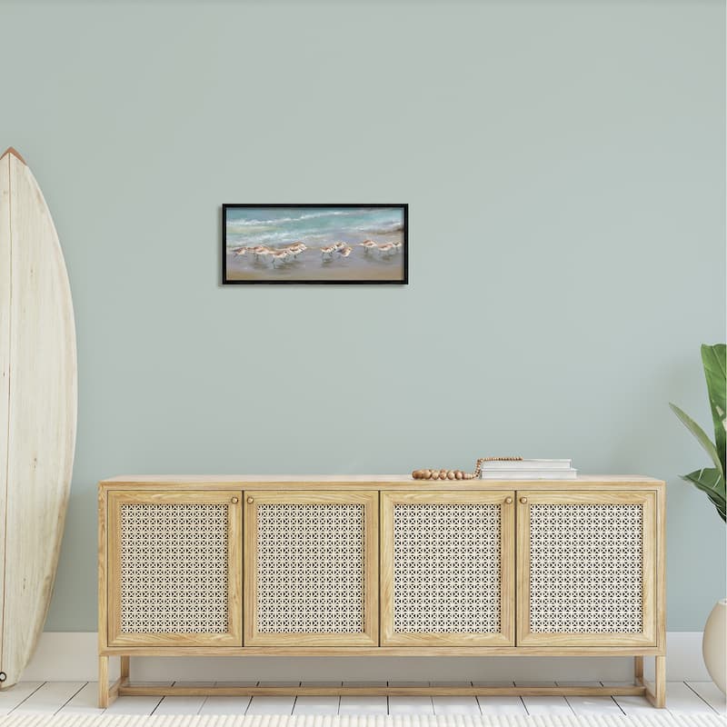 Stupell Sandpiper Flock Shoreline Splashing Framed Giclee Art by Rick Novak