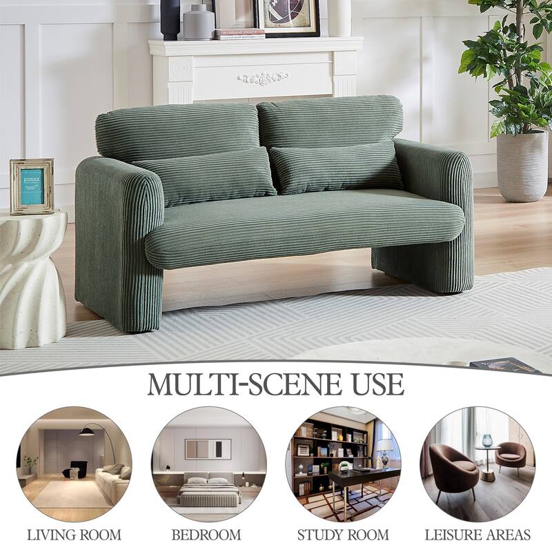 Corduroy Fabric Free Combination Sofa Set w/Support Pillow