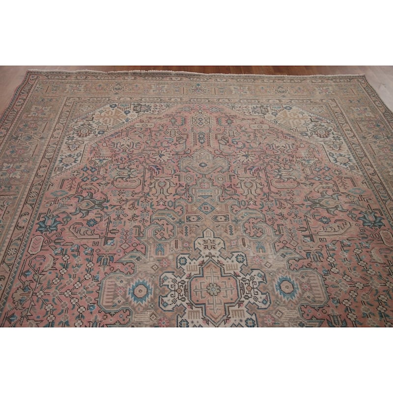 Hand Knotted Oriental 100% Wool Carpet Traditional Medallion Pink Tabriz Area Rug - 10' 10'' X 7' 10''