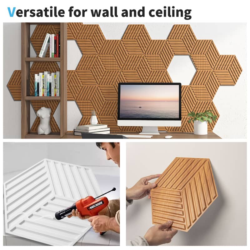 Art3d 11.9''X11.9'' PVC 3D Wall Panels for Interior Wall Decor, Textured Accent Wall Panrling,33-Pack,32 sqft
