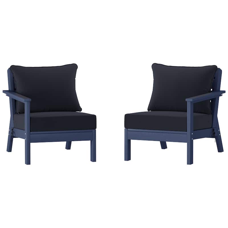 Polytrends Birchwood All Weather HDPE Outdoor Patio Deep Seating Navy Blue Loveseat (2-Piece)