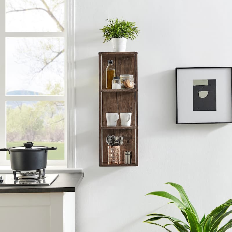 Danya B. Recife Vertical Three-Tier Modern Shadow Box Cube Display Wall Shelf - N/A
