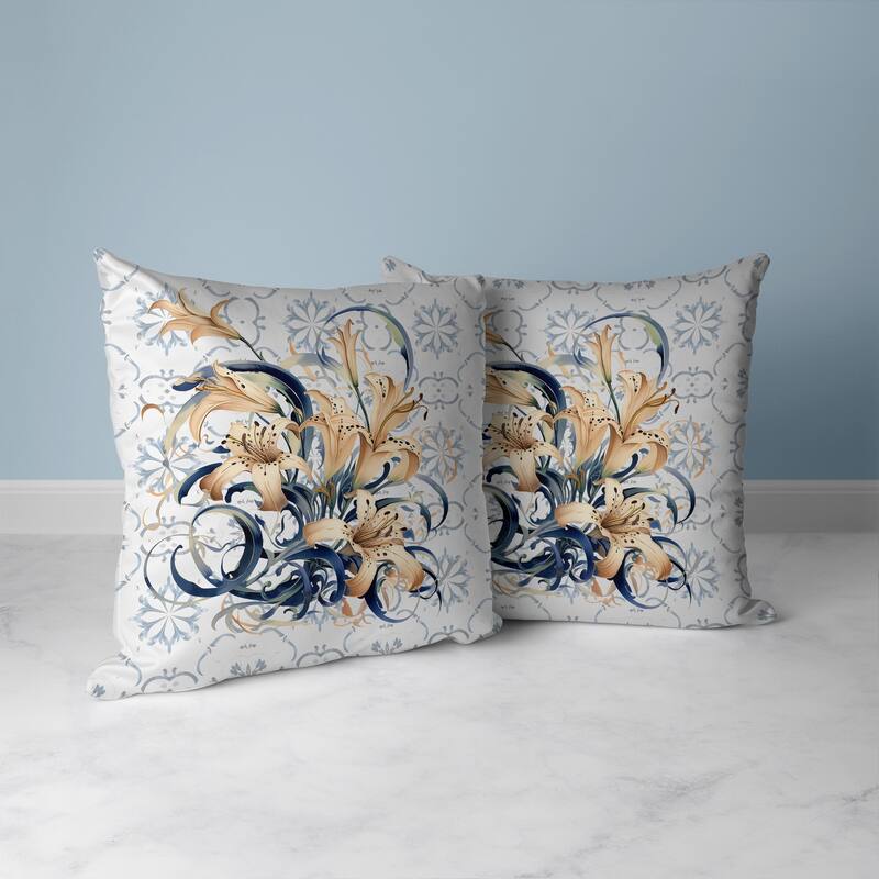 Lily Legends Faux Suede Reversible Throw Pillow Blue and Beige