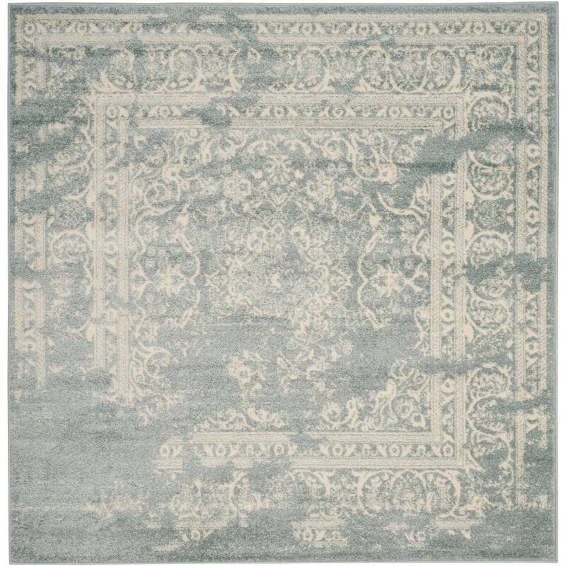 SAFAVIEH Adirondack Sierra Vintage Oriental Distressed Rug - 6' Square - Slate/Ivory