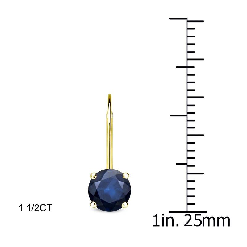 Auriya 1/2 to 3ctw Blue Sapphire Solitaire Earrings 14k Yellow Gold Lever-back - 1.50ct