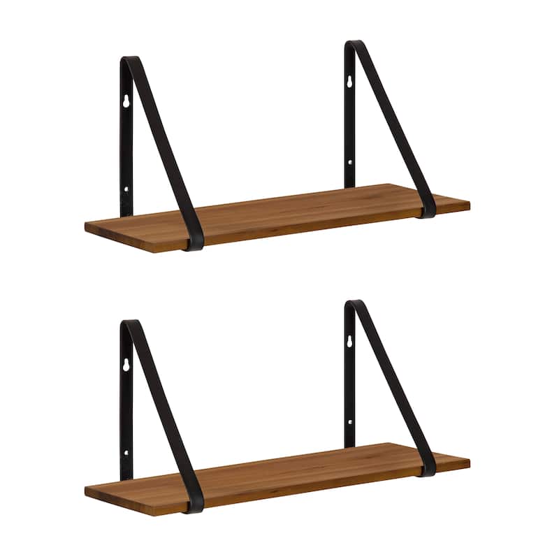 Kate and Laurel Soloman Wood 2 Piece Shelves with Metal Brackets