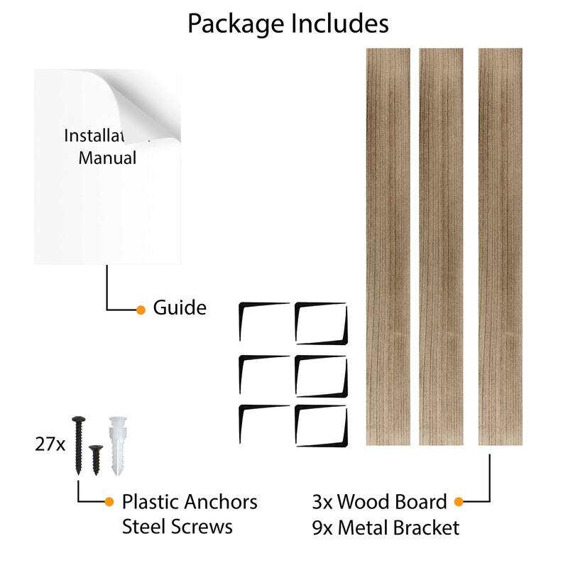 Wallniture Cervo 60" x 10" Floating Shelves for Wall Decor, Farmhouse Shelves, Wall Mounted, Kitchen Decor, Burnt, 3 Pcs