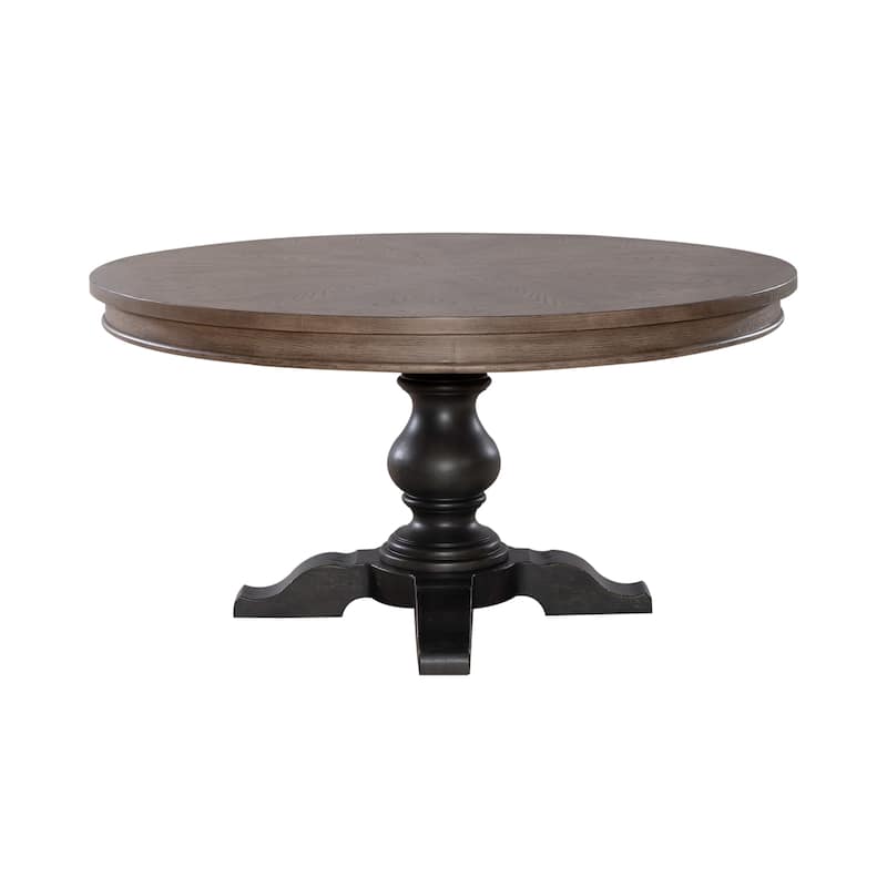 Americana Farmhouse Pedestal Table for Dining Room Oak Wood Top