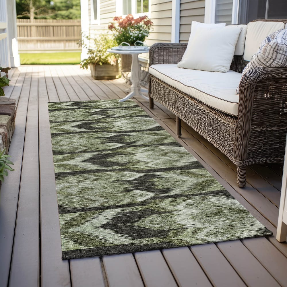 Machine Washable Indoor/ Outdoor Chantille Abstract Boho Rug