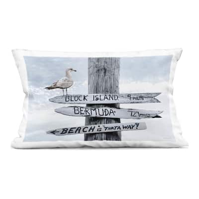 Stupell Vacation Beach Signs with Seagull Decorative Printed Throw Pillow Design by Robin-Lee Viera