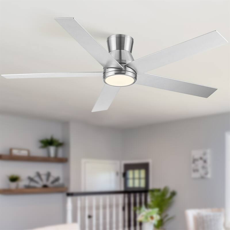 52"Lowe Profile Ceiling Fan with Light and Remote Control - Brushed Nickel