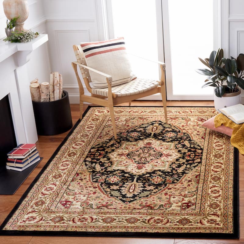 SAFAVIEH Lyndhurst Feryal Traditional Oriental Medallion Rug - 5'3" x 7'6" - Black/Beige - Rectangle