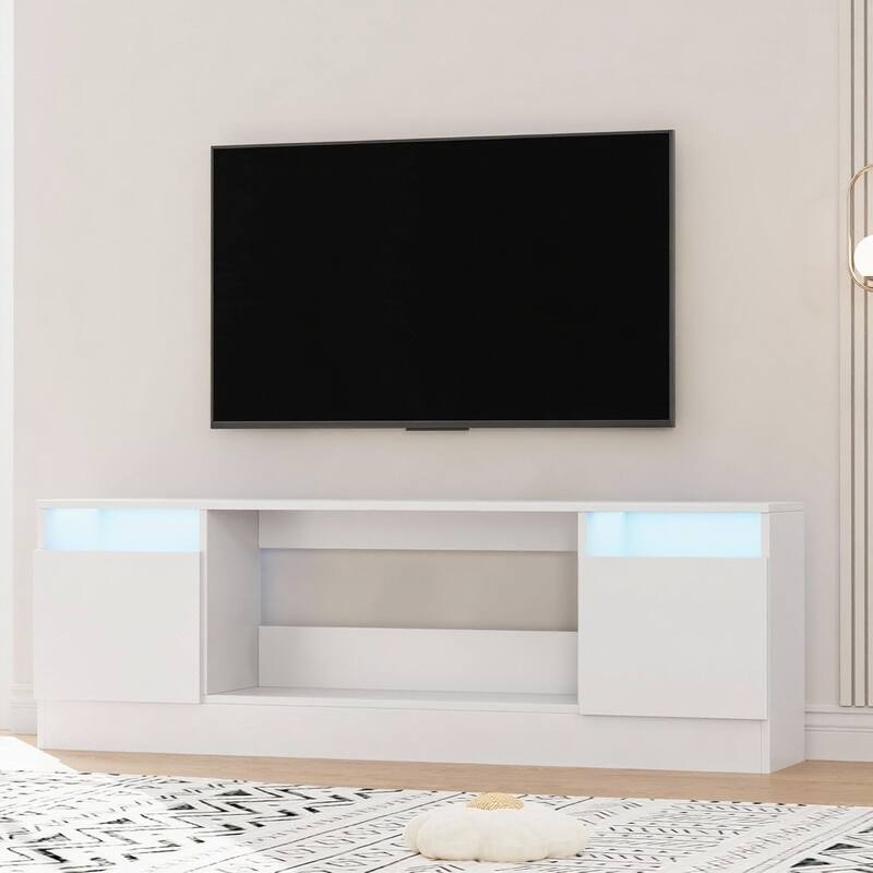 70" TV Stand, with Storage Cabinet, up to 75" - White