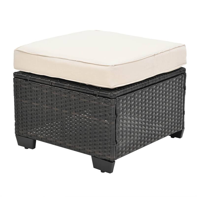 10 Piece PE Rattan Patio Furniture Set Outdoor Patio Furniture Set With Cushions & Tempered Glass Coffee Table