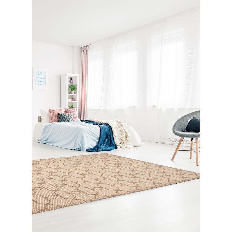 ECARPETGALLERY Braid weave Sienna Khaki Wool Rug - 5'1 x 7'6