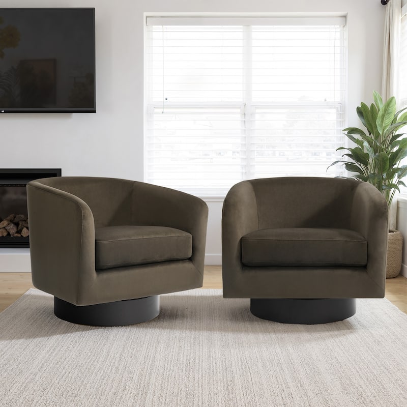 2 Set 360-Degree Swivel Round Barrel Chair Velvet Accent Chairs