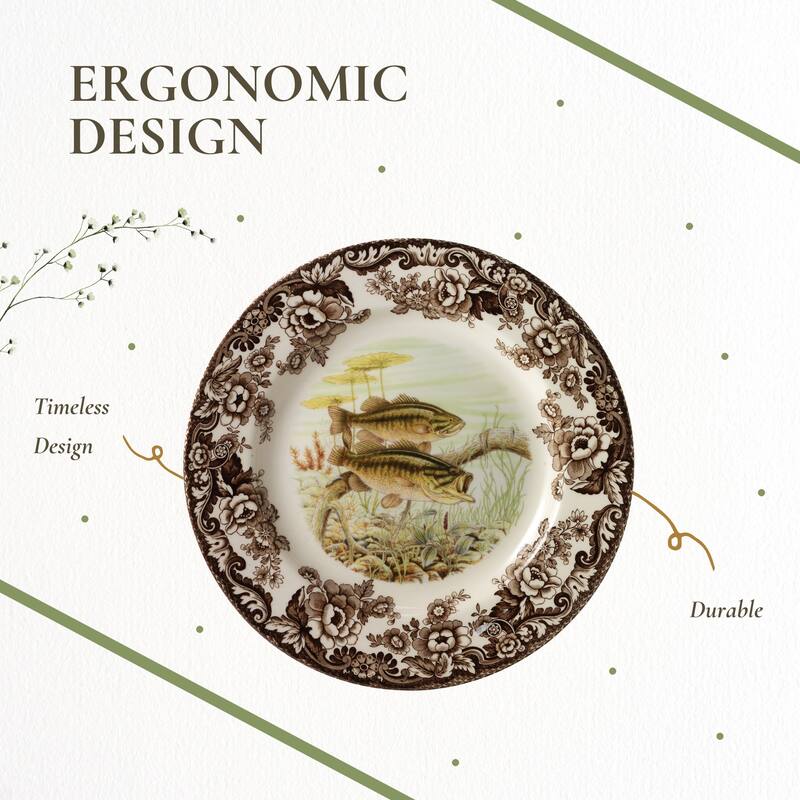 Spode Woodland Fish Motif Salad Plate