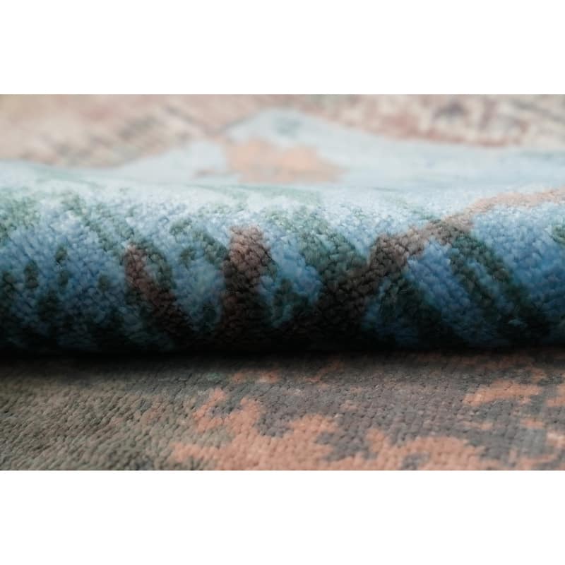 Hand Knotted Oriental Viscose Silk Carpet Modern Abstract Multi-Colored Abstract Area Rug - 4' 0'' X 2' 0''