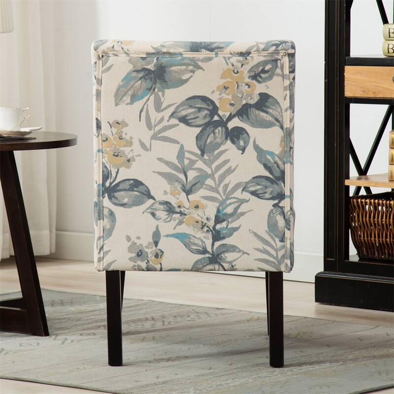 Armless Fabric Accent Chair with Sturdy Wood Frame