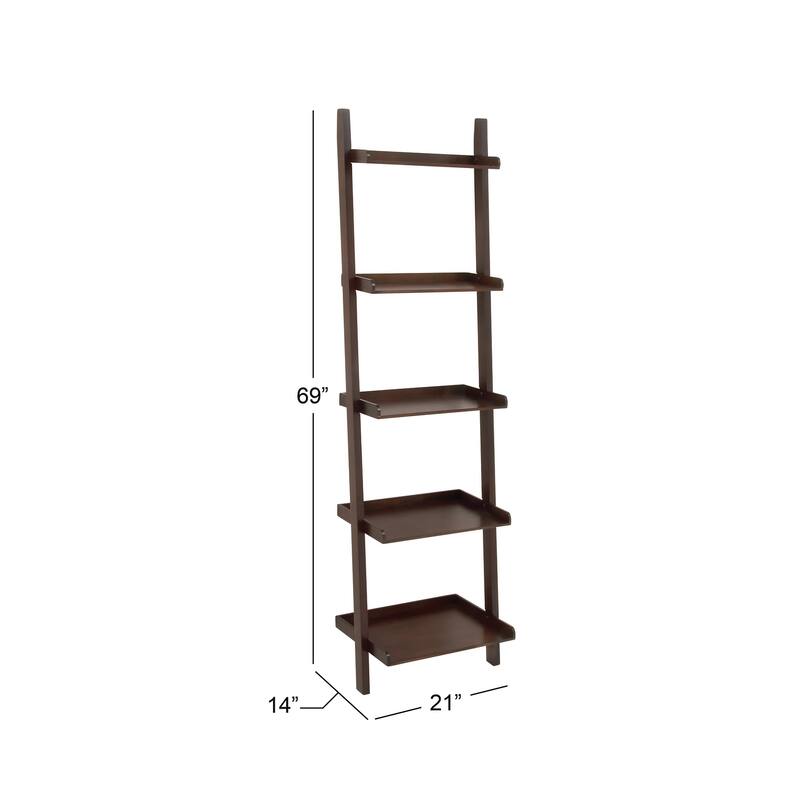 White or Brown Wood 5 Shelves Shelving Unit