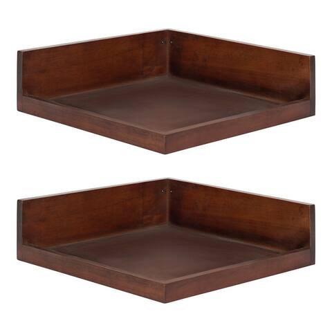 Kate and Laurel Levie Floating Corner Wood Wall Shelf - 2 Piece