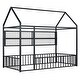 preview thumbnail 64 of 70, Metal House Bed with Metal Grid and Storage Shelves, Twin/Full Size Floor Montessori Bed with Roof Frame and Fence Guardrails