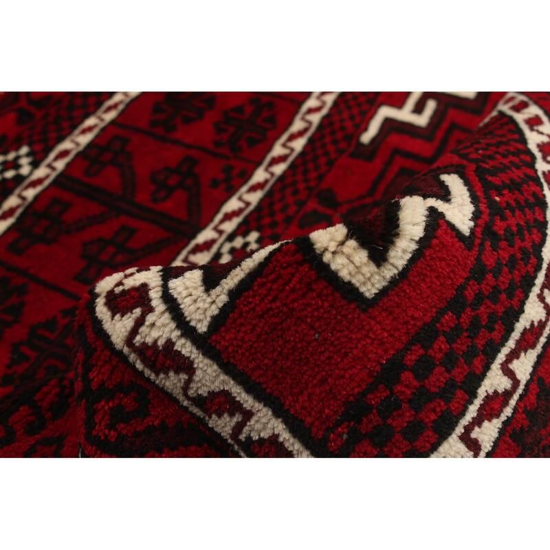 Hand-knotted Rizbaft Red Wool Rug - 3'10 x 6'7/3'10" x 6'7"