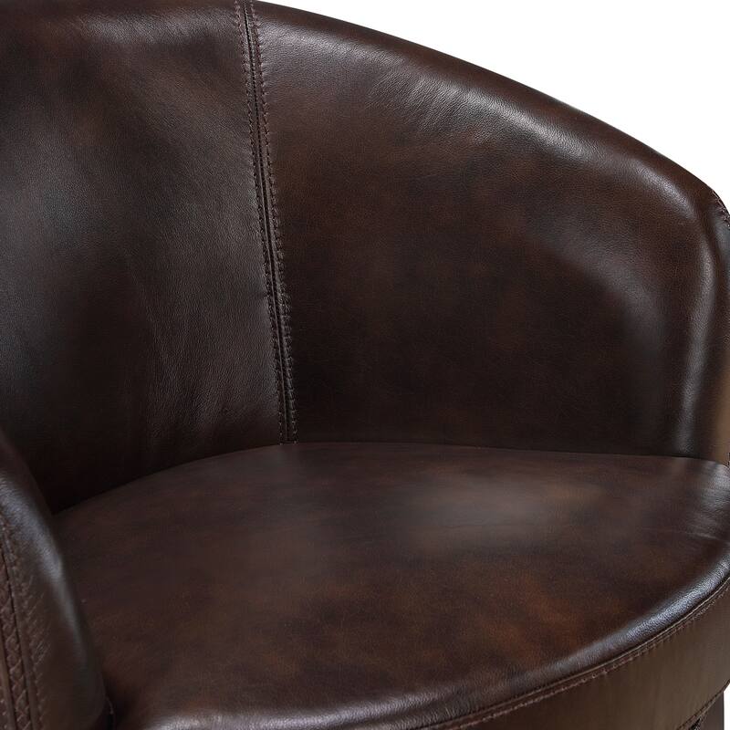 Ellis 31" Leather Swivel Chair - 360-Degree Swivel