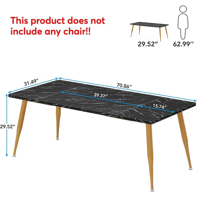 Industrial Dining Table for 6 to 8, Rectangular Kitchen Table
