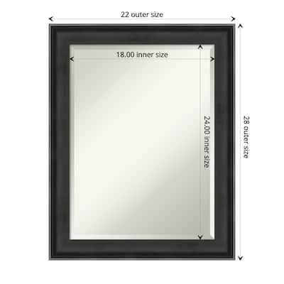 Beveled Wood Bathroom Wall Mirror - Allure Charcoal Frame