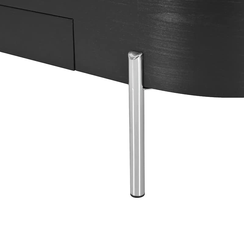 47.2" Lift Top Coffee Table with 360° Rotating Tray - Marble-Patterned Modern Oval Table with Hidden Compartment for Living Room