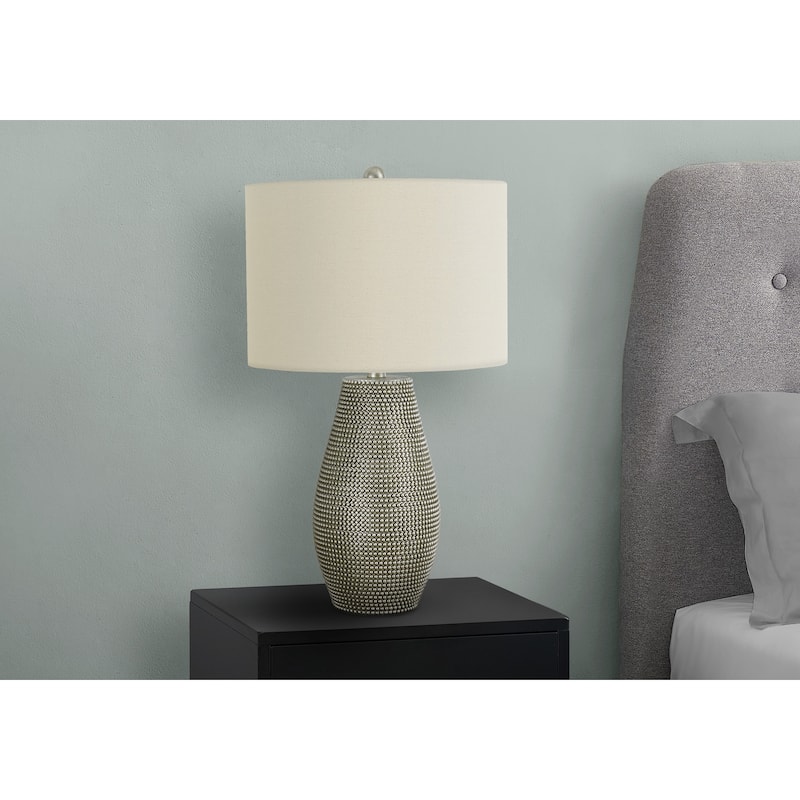 Contemporary Table Lamp 24 Inch Height Textured Resin Base Fabric Shade
