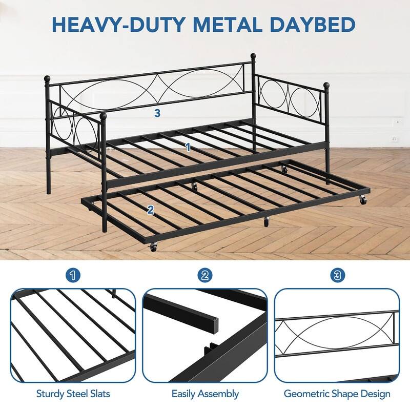 Twin Metal Daybed with Pull-Out Trundle
