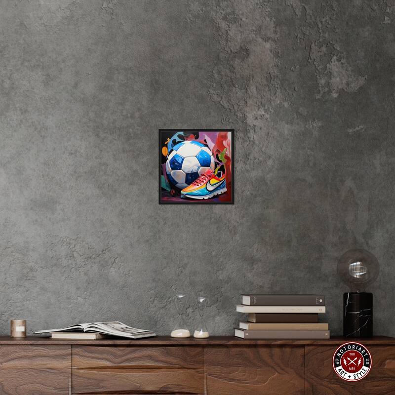 Notoriart Colorful Soccer Sneaker Splash Framed Soccer 1 Piece Canvas Wall Art