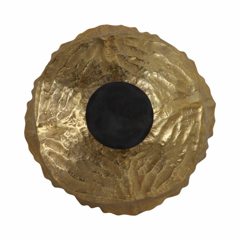 Round Metal Textured Decorative Bowl for Home Decor - 17", Gold - 17.0"