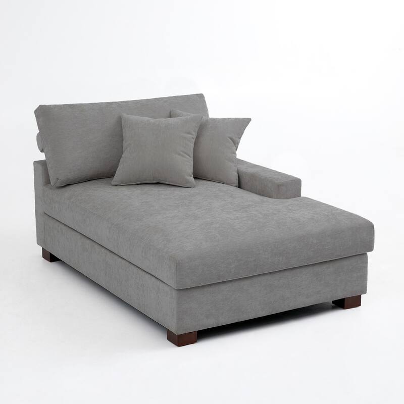 40.8"W Modern Chenille Upholstered Chaise Lounge with Pillow